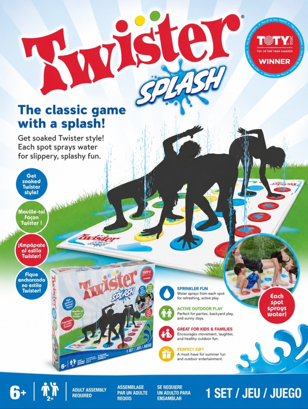 HASBRO Twister Splash Game - Red Blue Yellow Green Play Mat